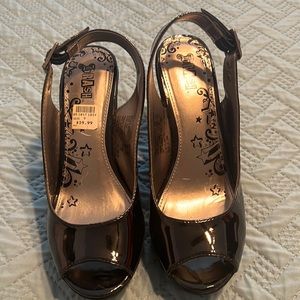 Brash Black Wedge Patton, leather size 9